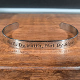 Walk By Faith Stainless Steel Bracelet - 9.5mm x 7" - Bracelet