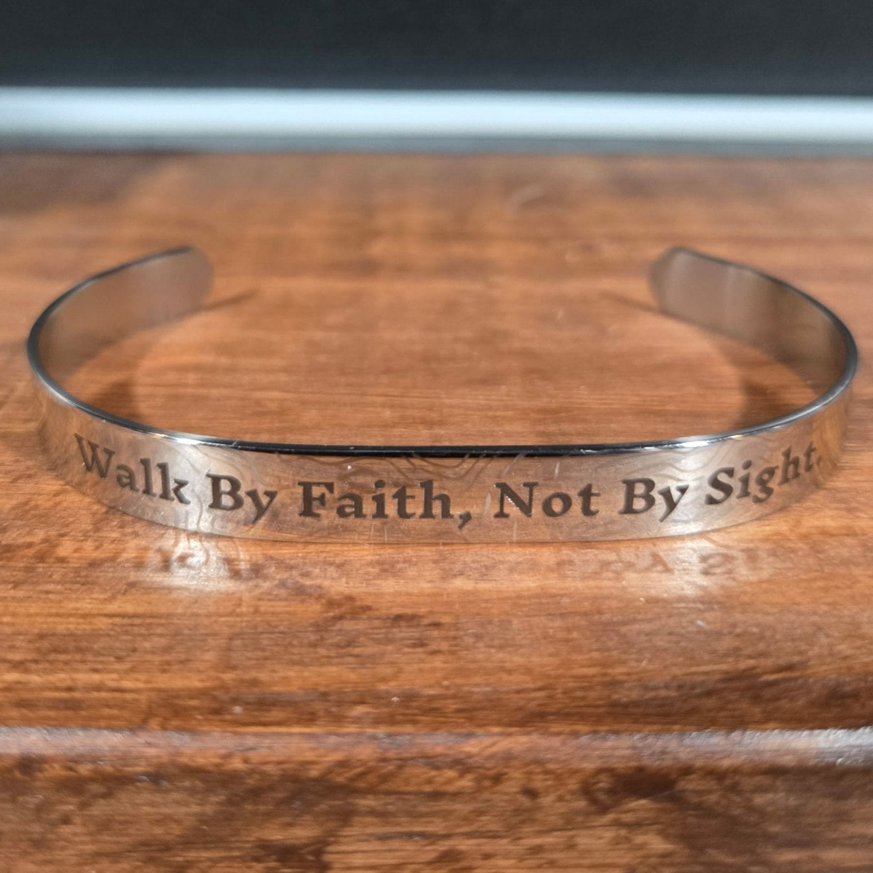 Walk By Faith Stainless Steel Bracelet - 9.5mm x 7" - Bracelet
