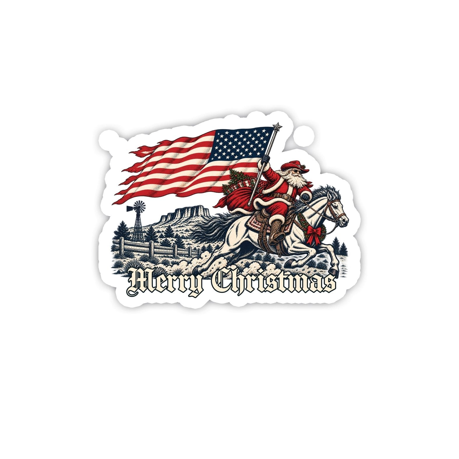 Western Santa Sticker - 4" - Sticker