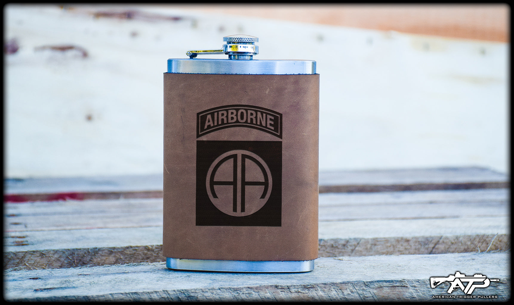 82nd Airborne Leather Flask